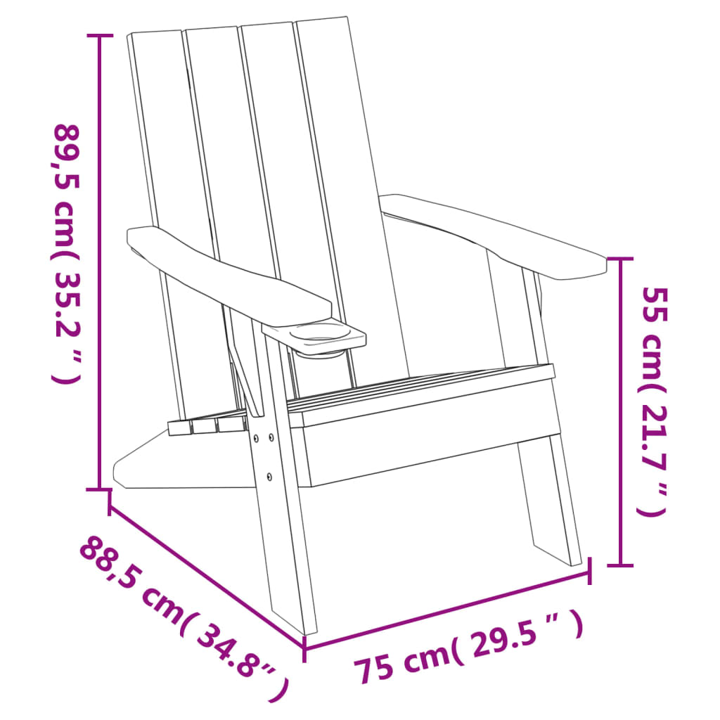 Zahradní Židle Adirondack Světle Hnědá 75 X 88,5 X 89,5 Cm Pp