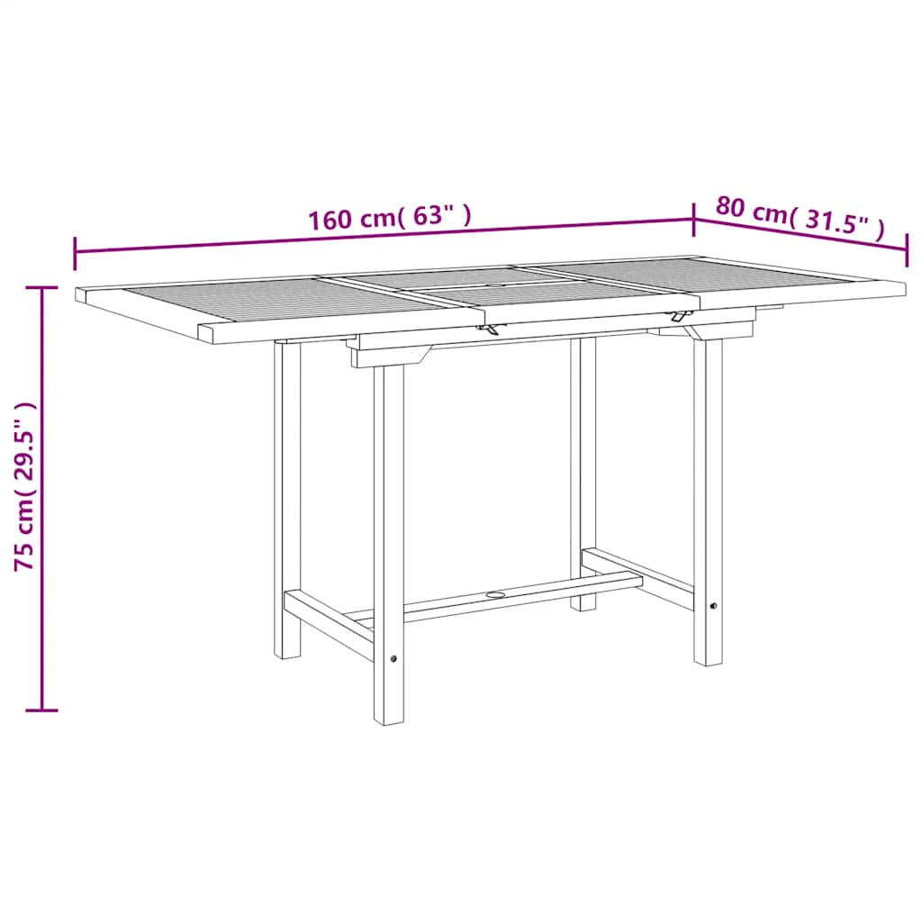 Rozkládací Zahradní Stůl 110–160X80X75 Cm Masivní Teakové Dřevo