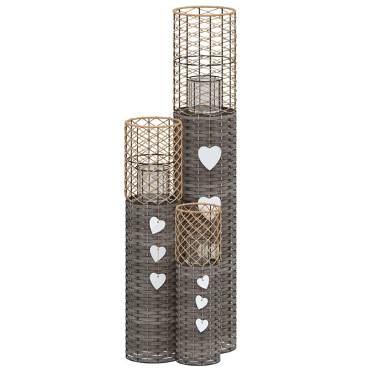 Svícny 3 Ks Šedé Proutí