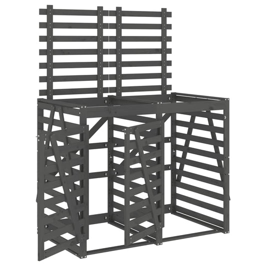 Úložný Box Na Dvě Popelnice Šedý Masivní Borové Dřevo