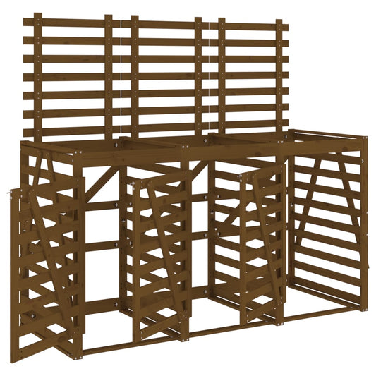 Úložný Box Na Tři Popelnice Medově Hnědý Masivní Borové Dřevo