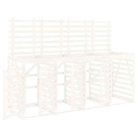 Úložný Box Na Čtyři Popelnice Bílý Masivní Borové Dřevo