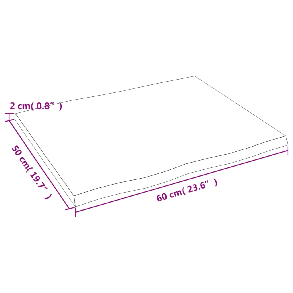 Stolní Deska Světle Hnědá 60X50X2 Cm Ošetřený Dub Živá Hrana