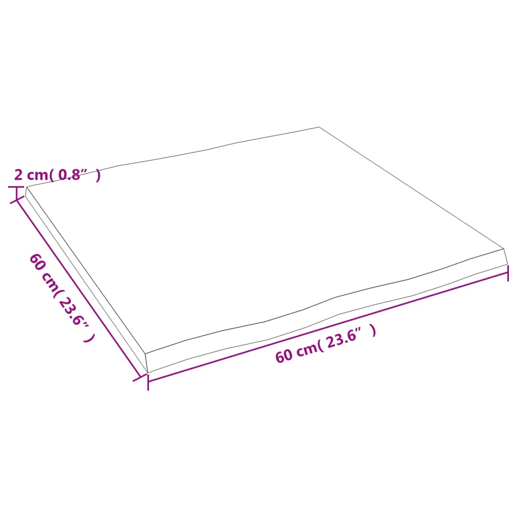 Stolní Deska Světle Hnědá 60X60X2 Cm Ošetřený Dub Živá Hrana