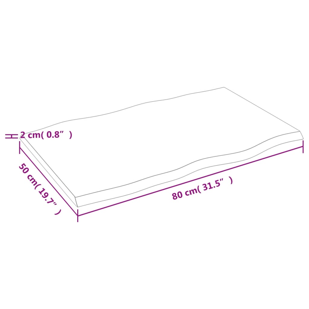 Stolní Deska Světle Hnědá 80X50X2 Cm Ošetřený Dub Živá Hrana
