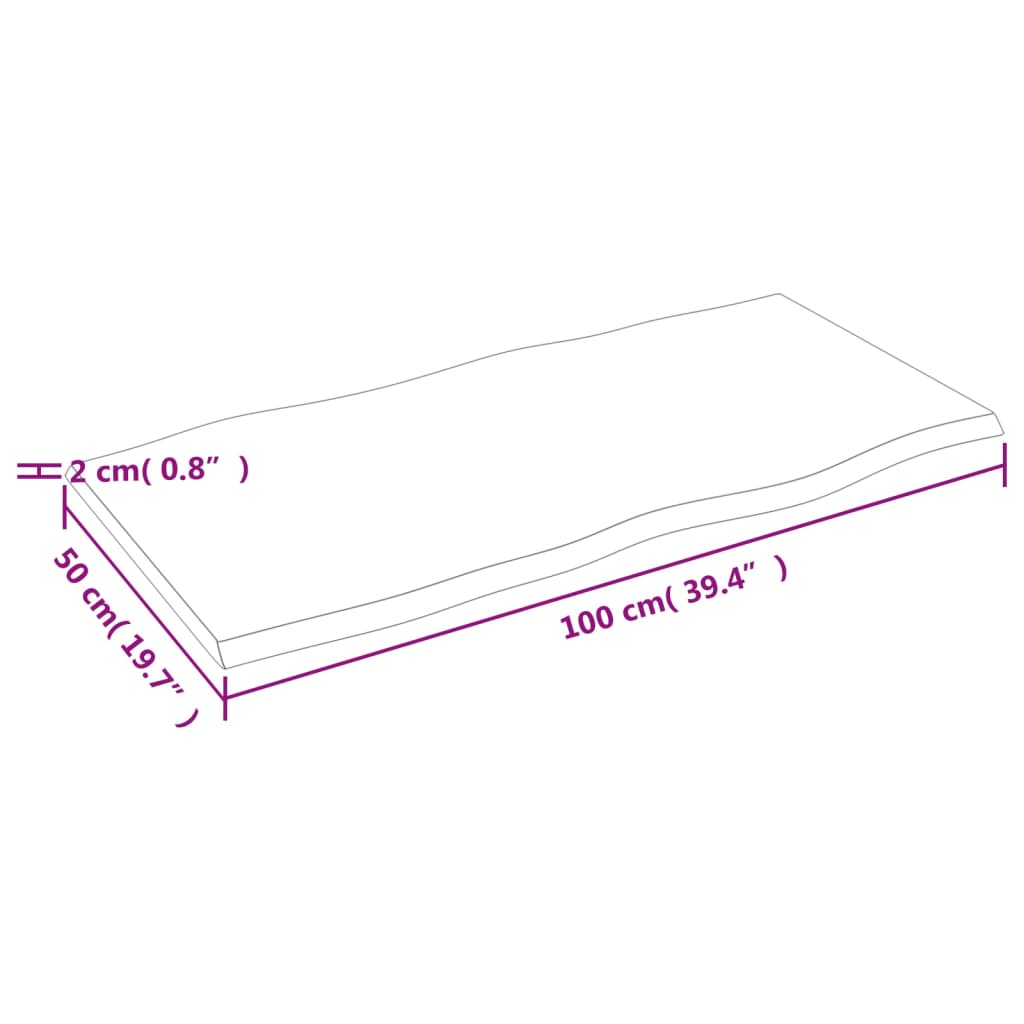 Stolní Deska Světle Hnědá 100X50X2 Cm Ošetřený Dub Živá Hrana