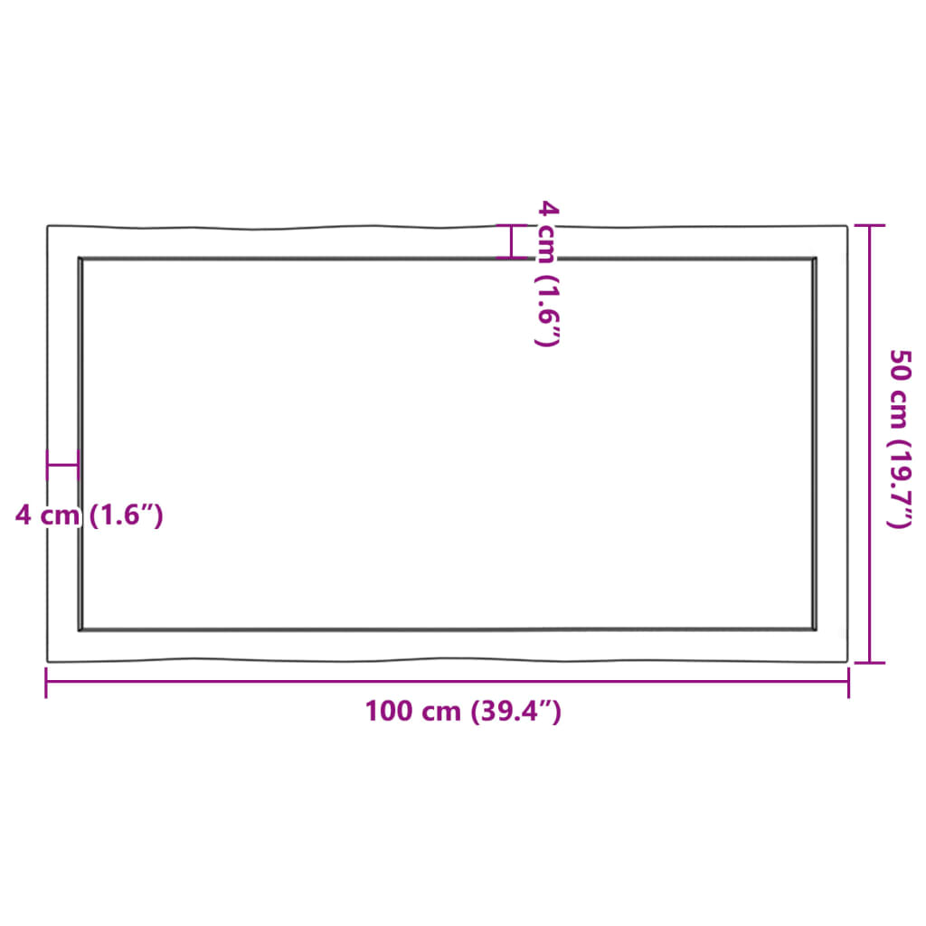 Stolní Deska Hnědá 100X50X(2-6)Cm Ošetřený Dřevo Živá Hrana