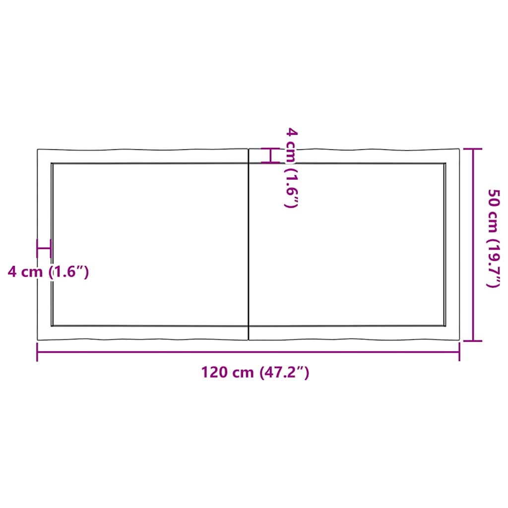 Stolní Deska Hnědá 120X50X(2-6)Cm Ošetřený Dřevo Živá Hrana