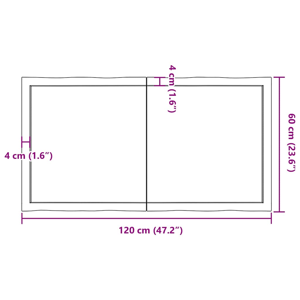 Stolní Deska Hnědá 120X60X(2-6)Cm Ošetřený Dřevo Živá Hrana