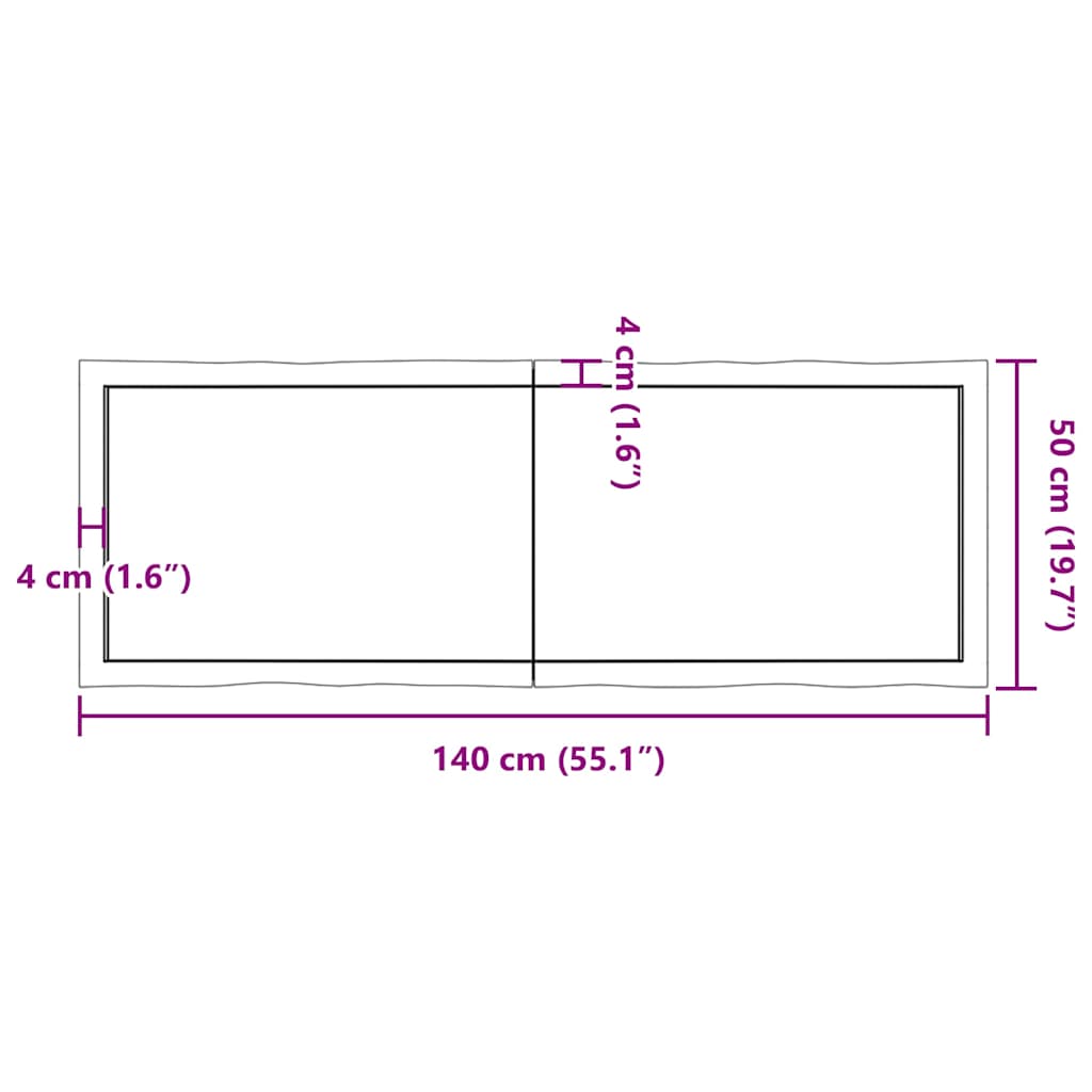 Stolní Deska Hnědá 140X50X(2-6)Cm Ošetřený Dřevo Živá Hrana