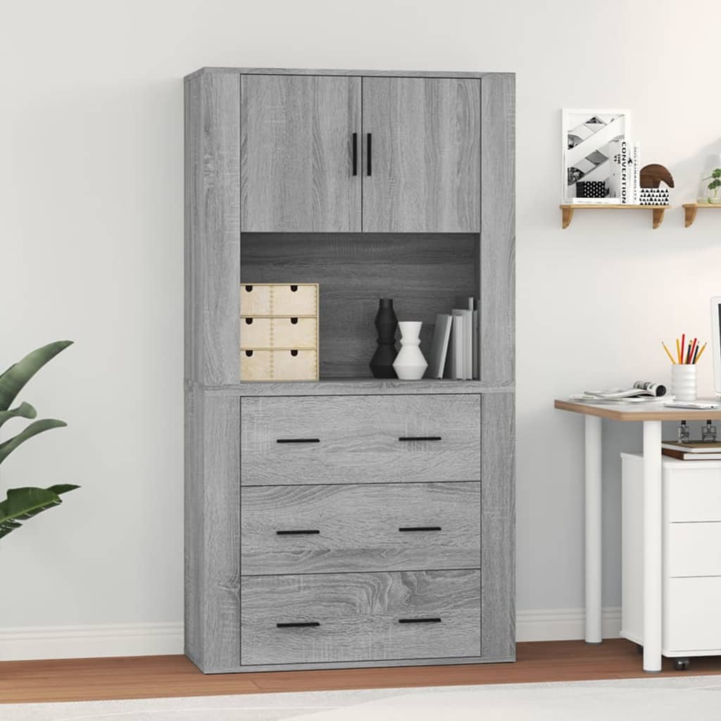 Skříň Highboard Betonově Šedá Kompozitní Dřevo