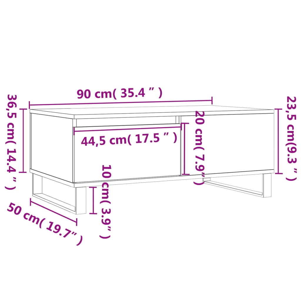 Konferenční Stolek Dub Sonoma 90X50X36,5 Cm Kompozitní Dřevo