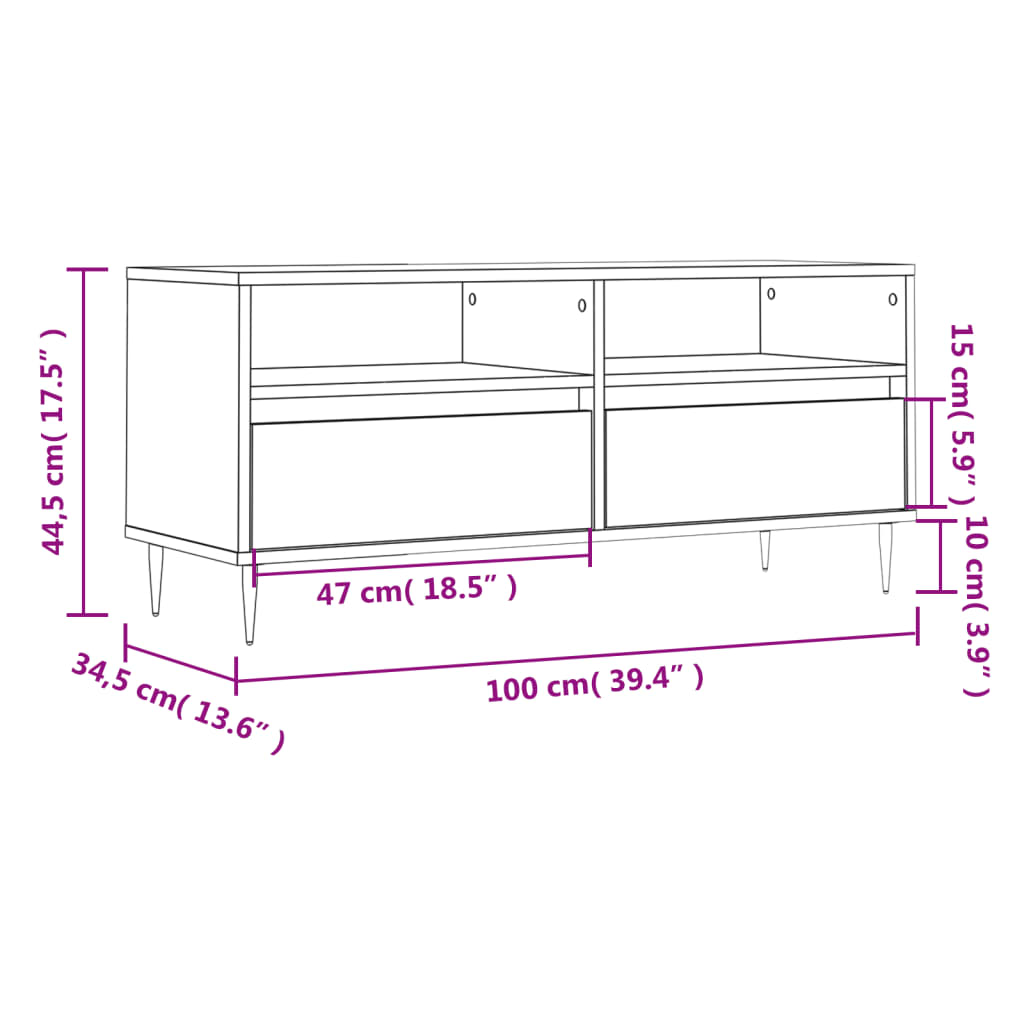 Tv Skříňka Kouřový Dub 100 X 34,5 X 44,5 Cm Kompozitní Dřevo