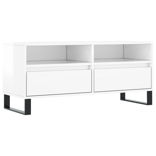 Tv Skříňka Bílá Vysoký Lesk 100X34,5X44,5 Cm Kompozitní Dřevo