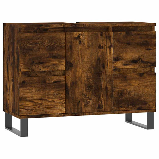 Koupelnová Skříňka Kouřový Dub 80 X 33 X 60 Cm Kompozitní Dřevo