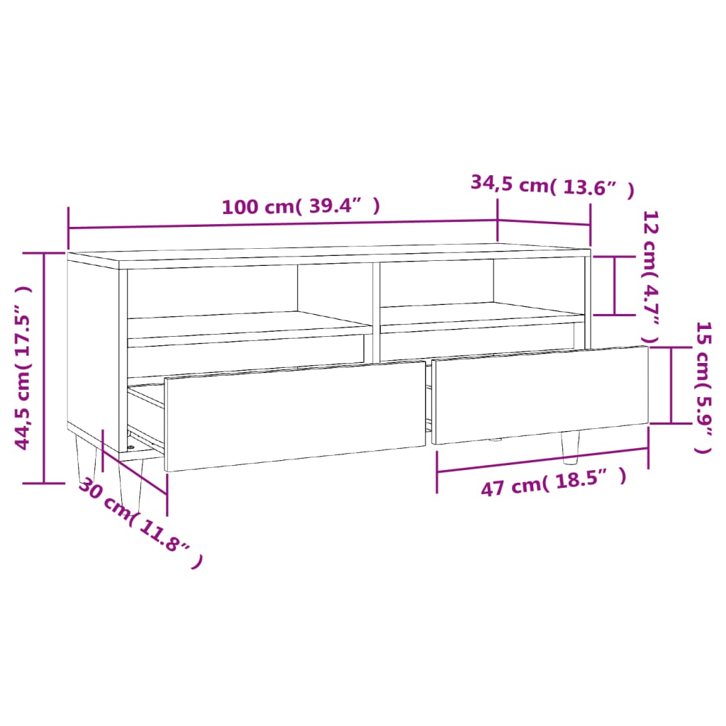 Tv Skříňka Betonově Šedá 100 X 34,5 X 44,5 Cm Kompozitní Dřevo