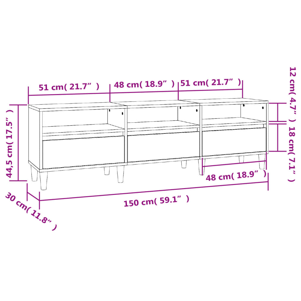 Tv Skříňka Betonově Šedá 150 X 30 X 44,5 Cm Kompozitní Dřevo Betonová Šedá