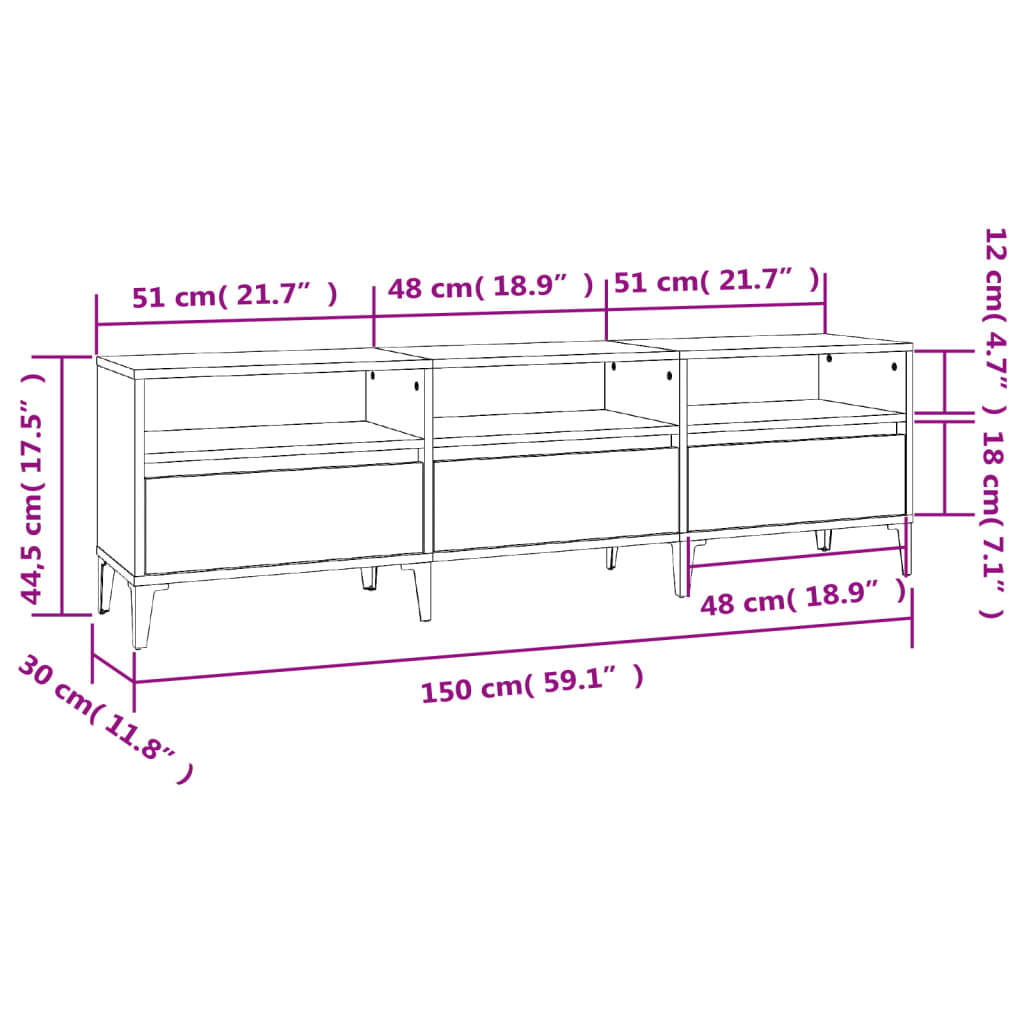 Tv Skříňka Betonově Šedá 150 X 30 X 44,5 Cm Kompozitní Dřevo Betonová Šedá
