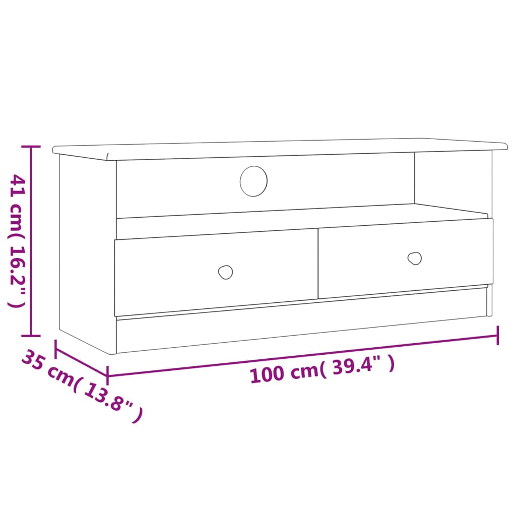 Tv Skříňka Se Zásuvkami Alta 100X35X41 Cm Masivní Borovice