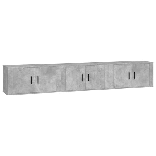 Nástěnné Tv Skříňky 3 Ks Betonově Šedé 80 X 34,5 X 40 Cm