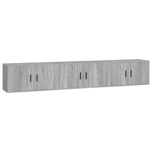 Nástěnné Tv Skříňky 3 Ks Šedé Sonoma 80 X 34,5 X 40 Cm
