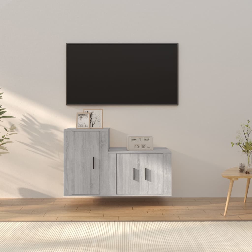 2Dílný Set Tv Skříněk Betonově Šedý Kompozitní Dřevo