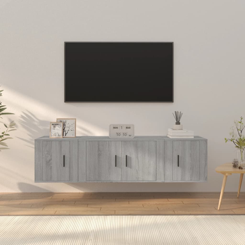 3Dílný Set Tv Skříněk Betonově Šedý Kompozitní Dřevo