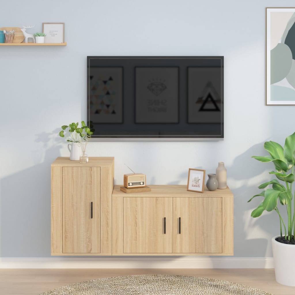 2Dílný Set Tv Skříněk Betonově Šedý Kompozitní Dřevo
