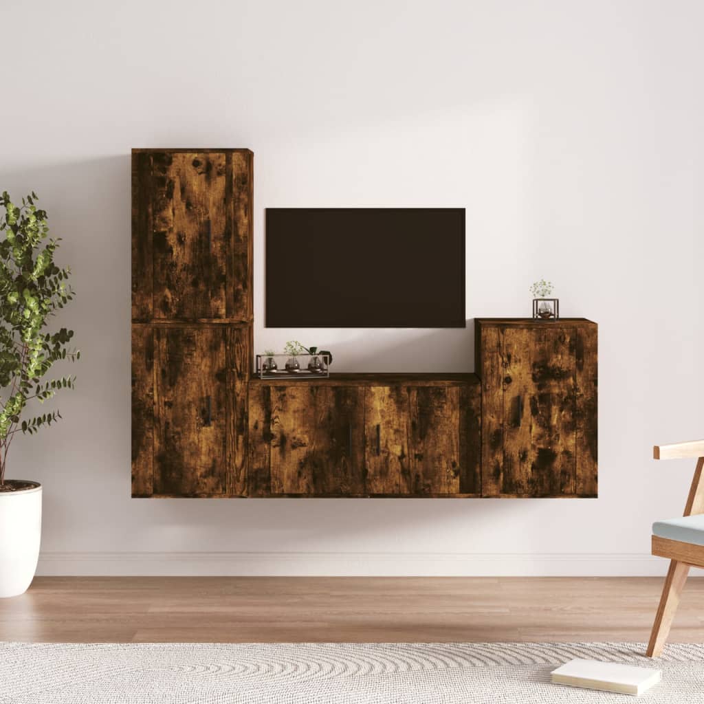 4Dílný Set Tv Skříněk Betonově Šedý Kompozitní Dřevo