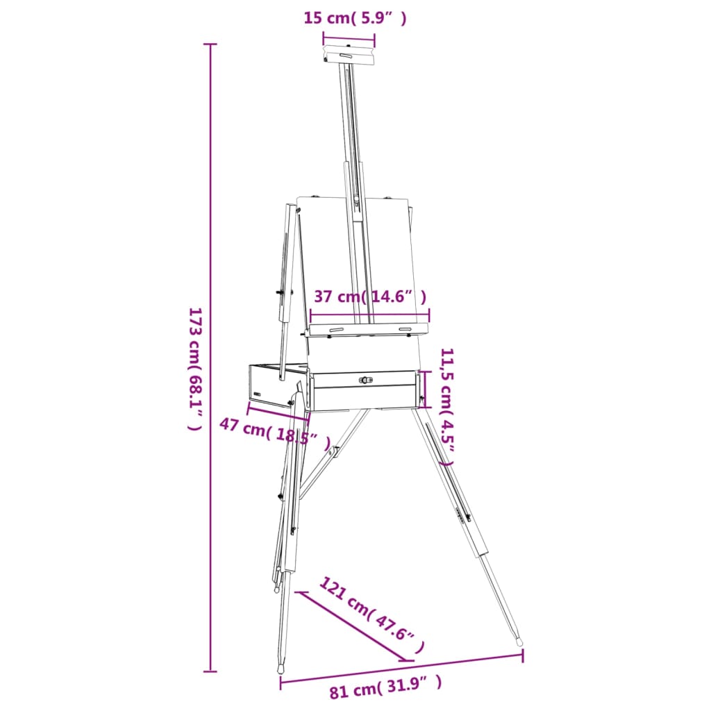 Malířský Stojan 81 X 121 X 173 Cm Masivní Bukové Dřevo