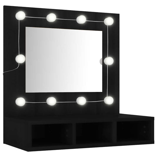 Zrcadlová Skříňka S Led Černá 60 X 31,5 X 62 Cm
