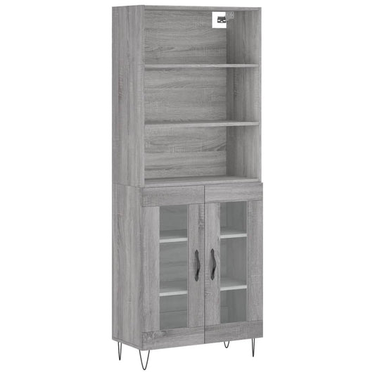 Skříň Highboard Šedá Sonoma 69,5 X 34 X 180 Cm Kompozitní Dřevo