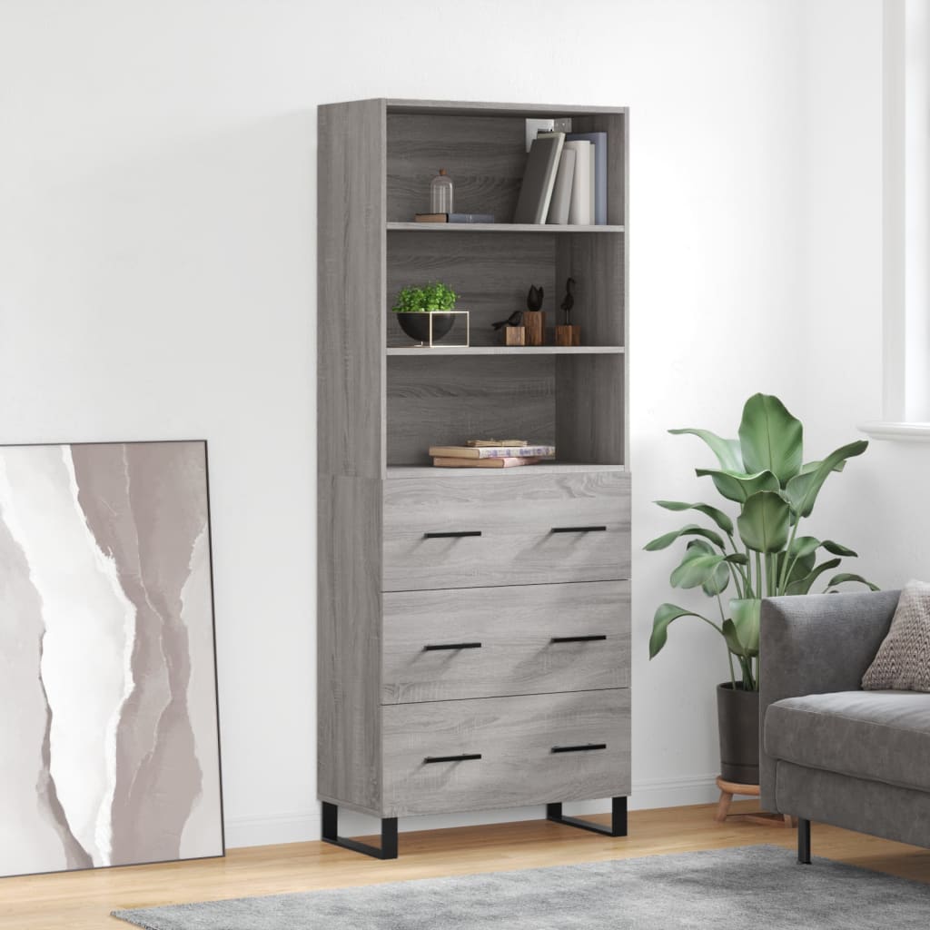 Skříň Betonově Šedá 69,5 X 32,5 X 180 Cm Kompozitní Dřevo