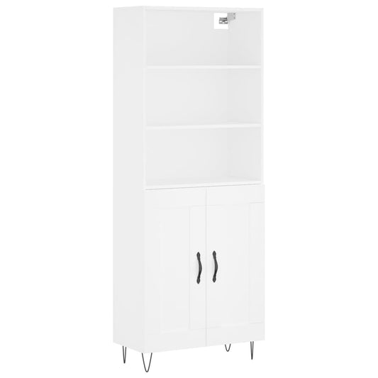 Skříň Highboard Bílá 69,5 X 34 X 180 Cm Kompozitní Dřevo