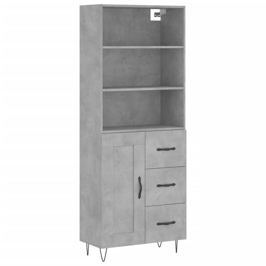 Skříň Highboard Betonově Šedá 69,5X34X180 Cm Kompozitní Dřevo