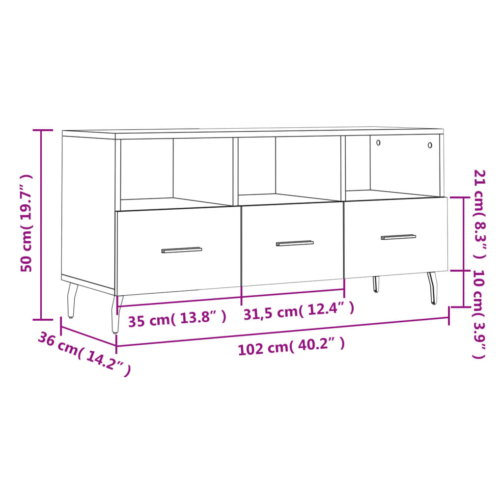 Tv Skříňka Betonově Šedá 102 X 36 X 50 Cm Kompozitní Dřevo