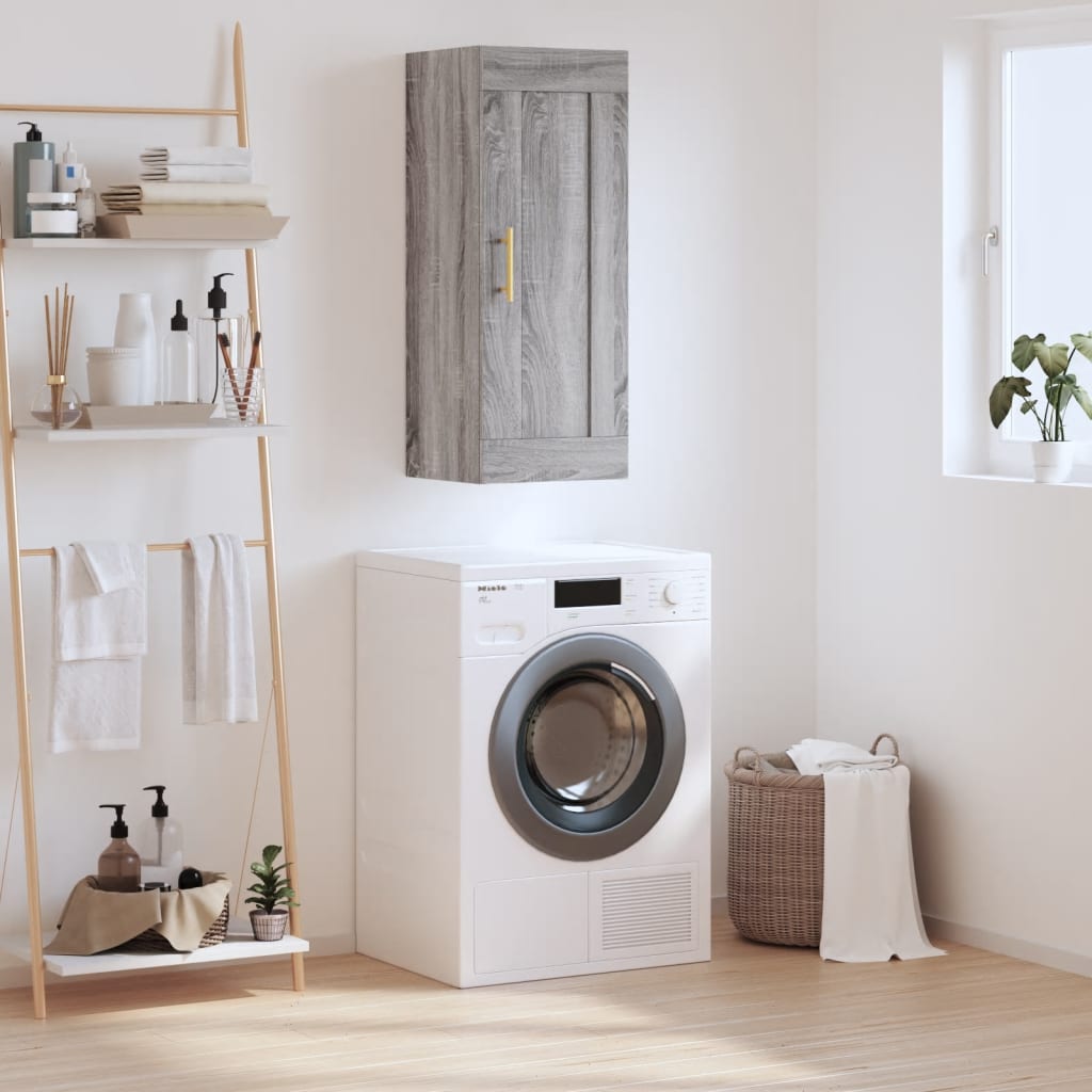 Nástěnná Skříňka Betonově Šedá 34,5X34X90 Cm Kompozitní Dřevo