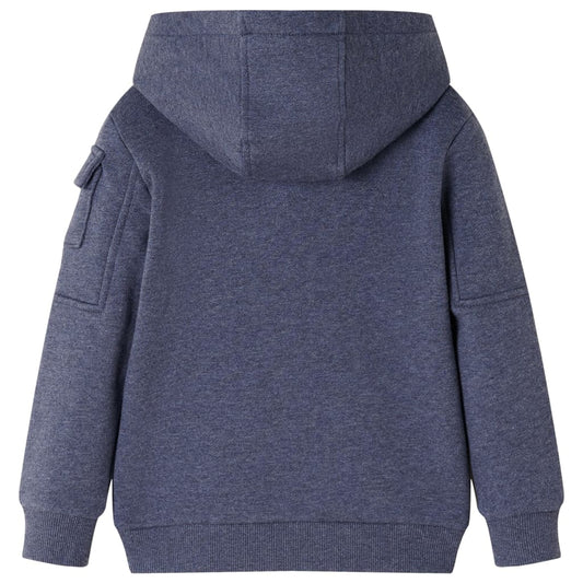 Dětská Mikina S Kapucí Na Zip Tmavě Modrá Melanž 92