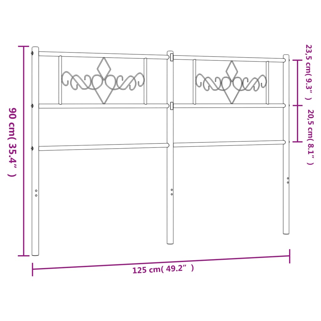 Kovové Náhradní Čelo Postele Bílé 120 Cm