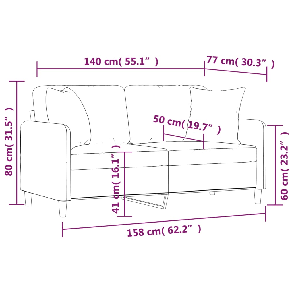2Místná Pohovka S Polštáři Světle Žlutá 140 Cm Textil