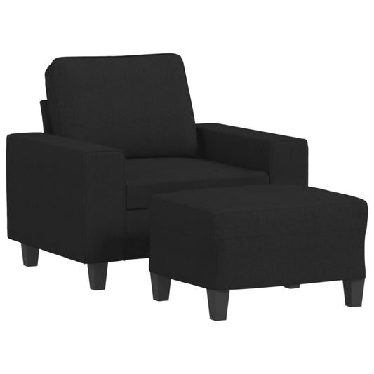 Křeslo S Podnožkou Černé 60 Cm Textil