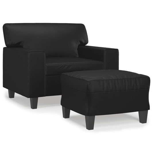 Křeslo S Podnožkou Černé 60 Cm Umělá Kůže
