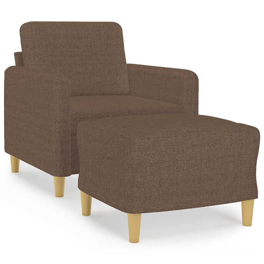 Křeslo S Podnožkou Hnědé 60 Cm Textil