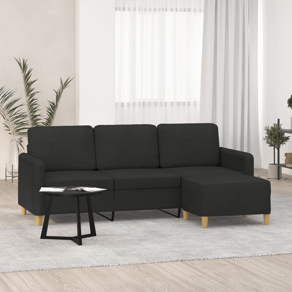 3Místná Pohovka S Podnožkou 180 Cm Textil