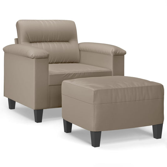Křeslo S Podnožkou Taupe 60 Cm Tkanina Z Mikrovlákna