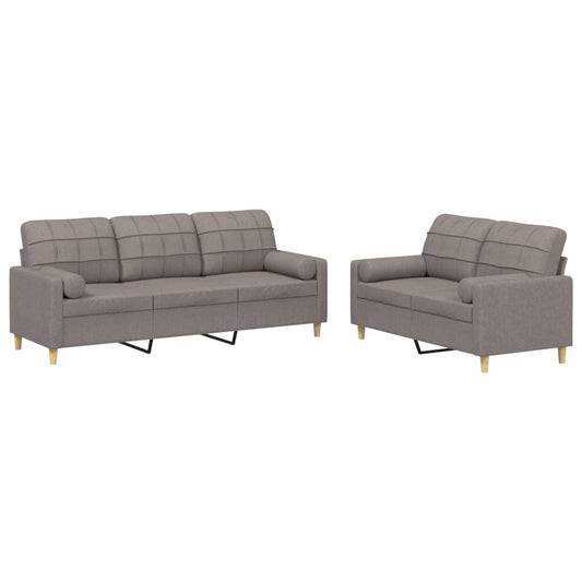 2Dílná Sedací Souprava S Polštáři Taupe Textil