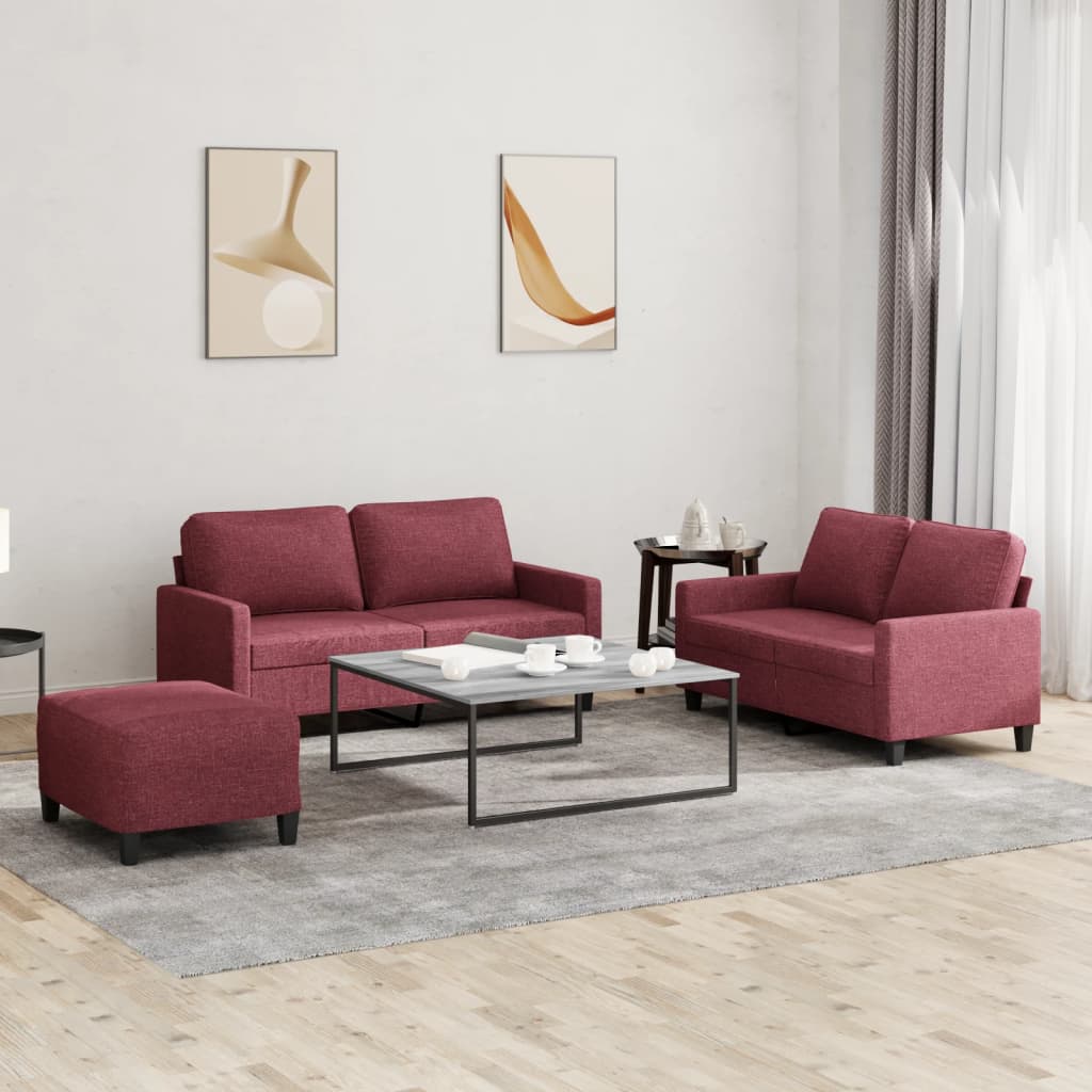 3Dílná Sedací Souprava S Poduškami Textil