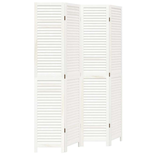 Paraván 4Dílný Bílý Masivní Dřevo Pavlovnie