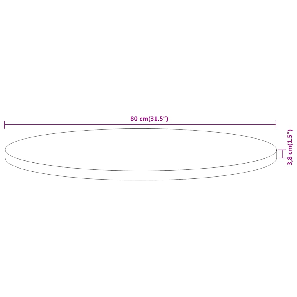 Stolní Deska Ø 80 X 3,8 Cm Kulatá Masivní Akáciové Dřevo