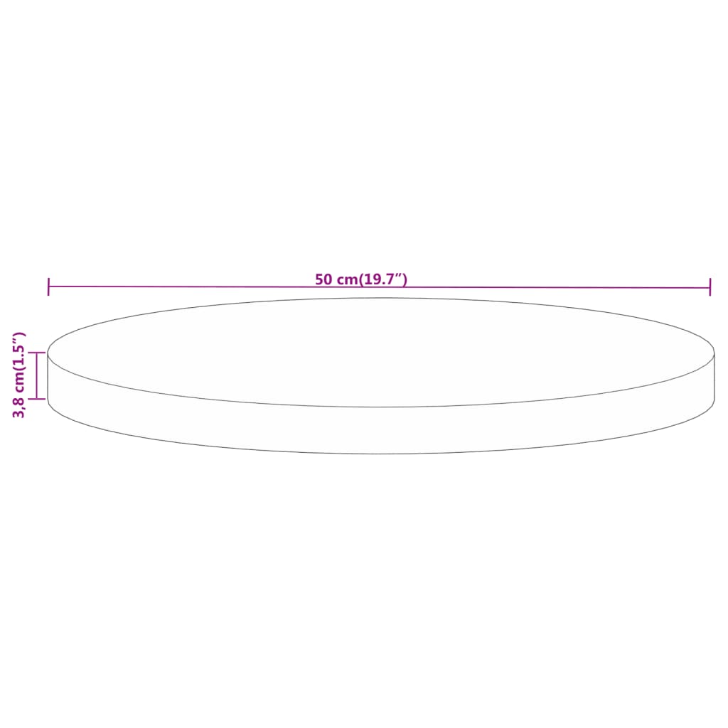 Stolní Deska Ø 50 X 3,8 Cm Kulatá Masivní Mangovníkové Dřevo
